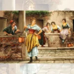 تابلو فرش چاپی طرح فرانسوی عشوه گری