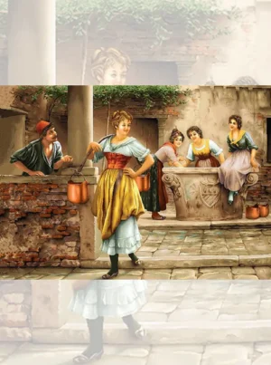 تابلو فرش چاپی طرح فرانسوی عشوه گری