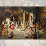 تابلو فرش چاپی اروپایی طرح مهمانی پاپ