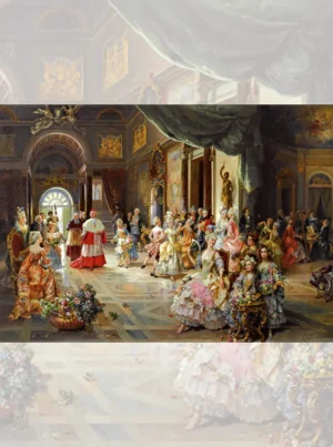 تابلو فرش چاپی اروپایی طرح مهمانی پاپ