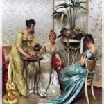 تابلو فرش اروپایی طرح محفل زنانه