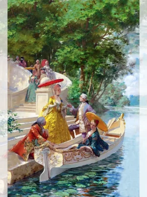 تابلو فرش چاپی اروپایی طرح قایق عشق