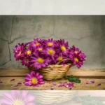 تابلو فرش چاپي مدل سبد گل