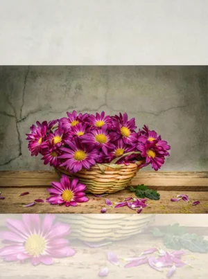 تابلو فرش چاپي مدل سبد گل