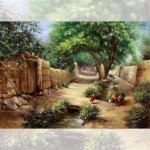 تابلو فرش چاپی منظره طرح کوچه باغ