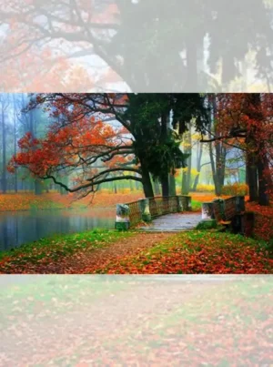 تابلو فرش چاپی طرح پل پاییزی