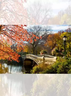 تابلو فرش ماشینی منظره پل پاییزی