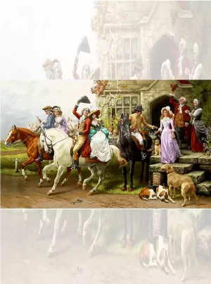 تابلو فرش ماشینی اروپایی بدرقه عروس