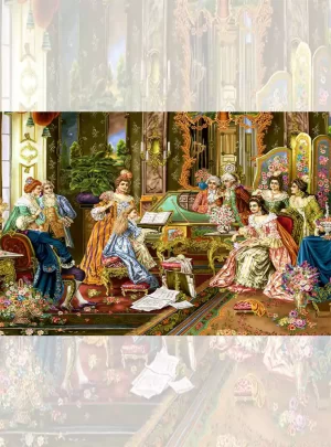 تابلو فرش ماشینی اروپایی پیانو زن