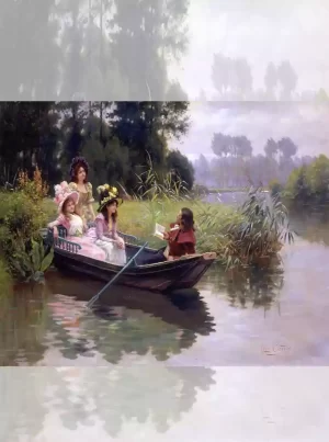 تابلو فرش ماشینی اروپایی قایق عشق