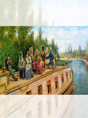 تابلو فرش ماشینی اروپایی قایق تفریحی