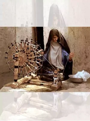 تابلو فرش ماشینی زن نخریس سنتی