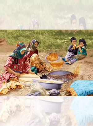 تابلو فرش ماشینی زندگی عشایر ایرانی